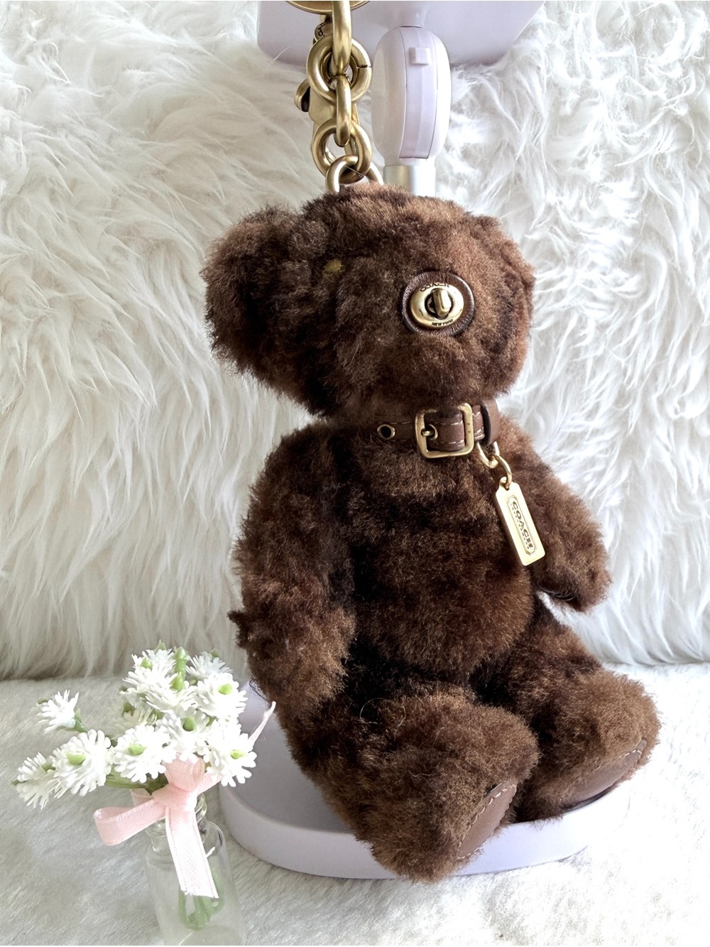 Coach Shearling Bear - Chocolate- Bag Charm